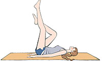 作品NO.iof081　腹筋体操をする女の子、エクササイズ,寝る,足をあげる運動