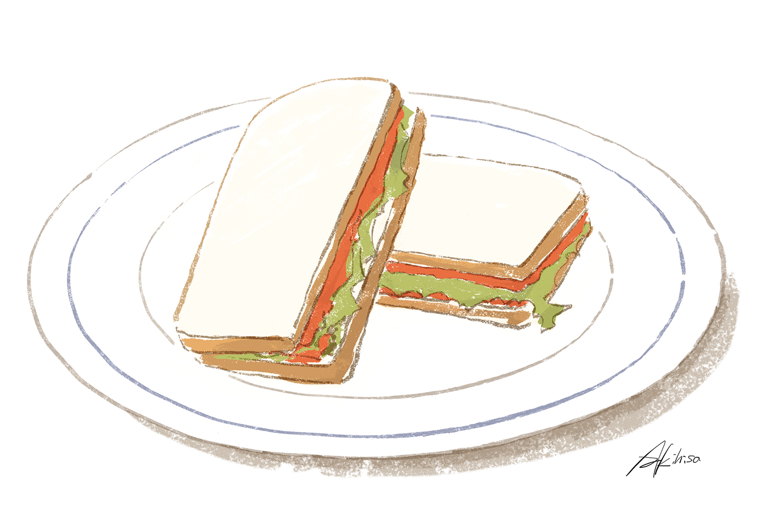 村上春樹「レタスとスモークサーモンのサンドイッチ」のイラスト