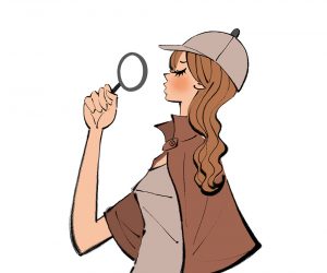 探偵の服装をした女の子のイラスト